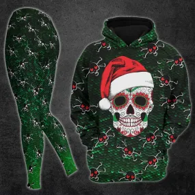 Badass Christmas Skull Artwork Print Combo Hoodie And Leggings