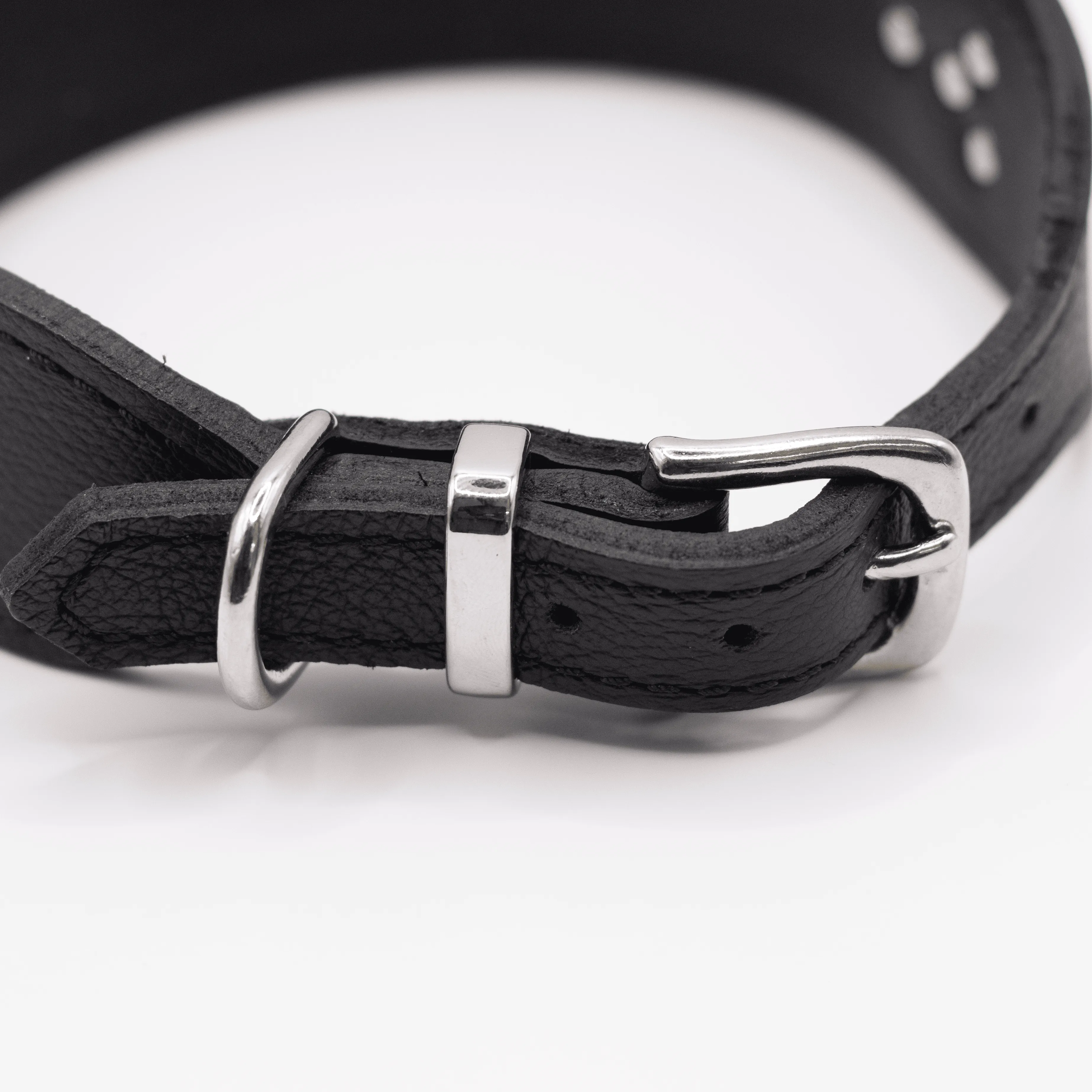 Big Dog Flat and Wider Leather Dog Collar Black