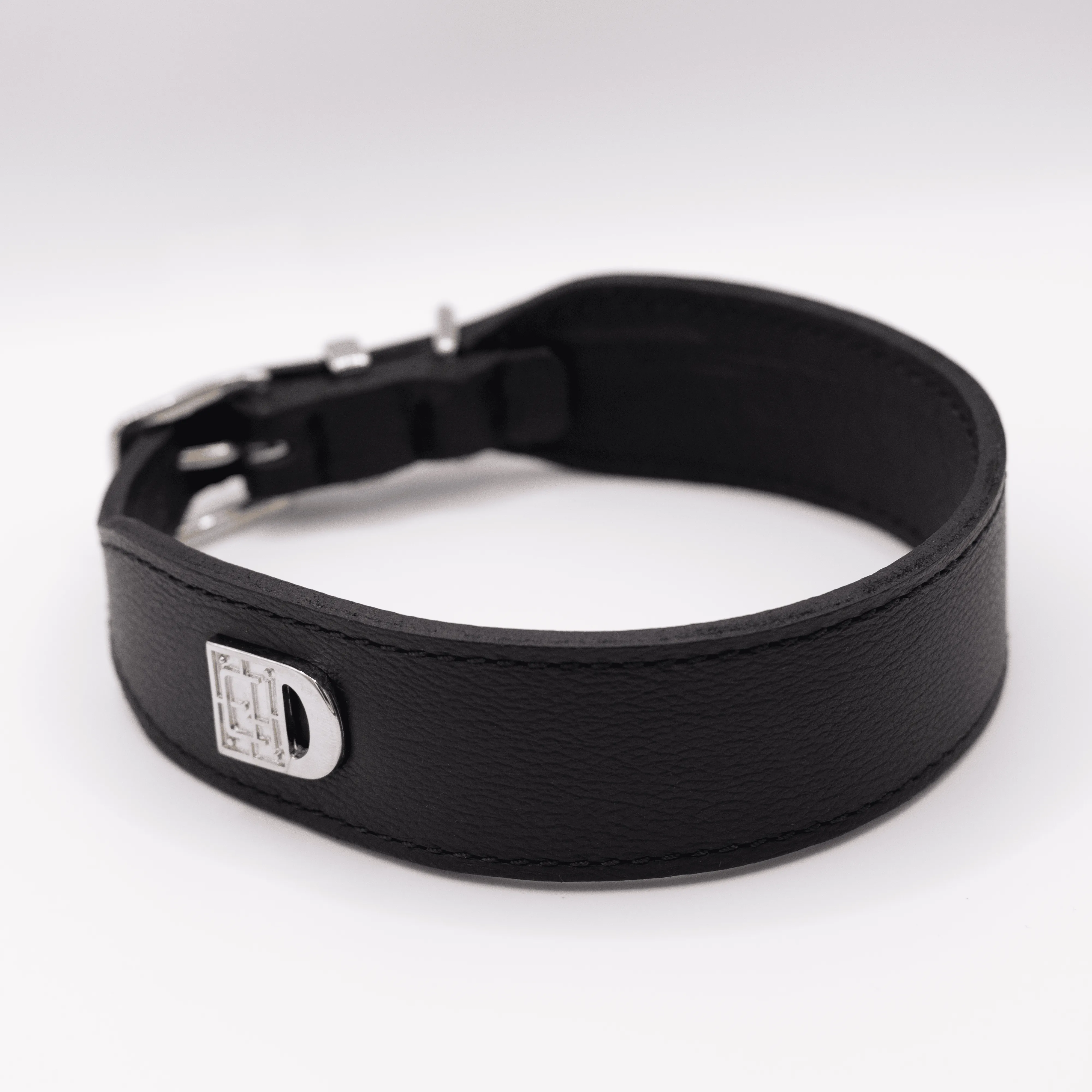 Big Dog Flat and Wider Leather Dog Collar Black