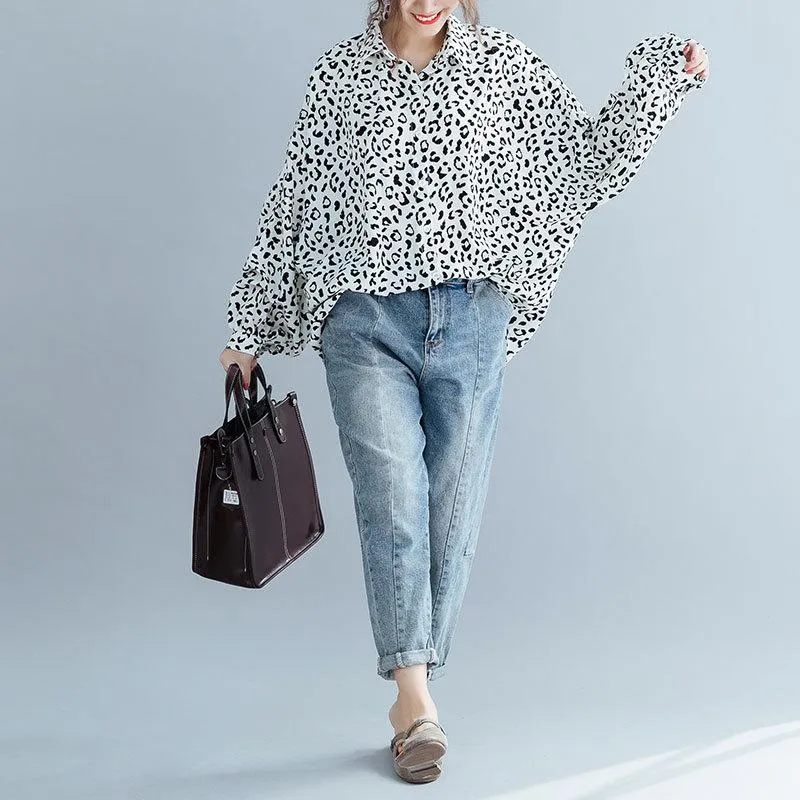 Black and White Leopard Print Blouse