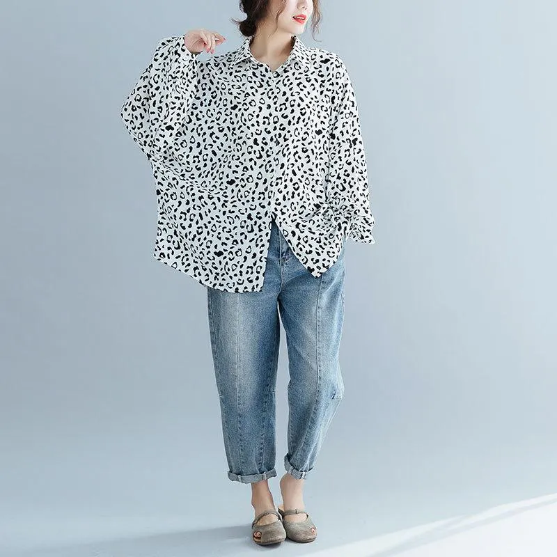 Black and White Leopard Print Blouse