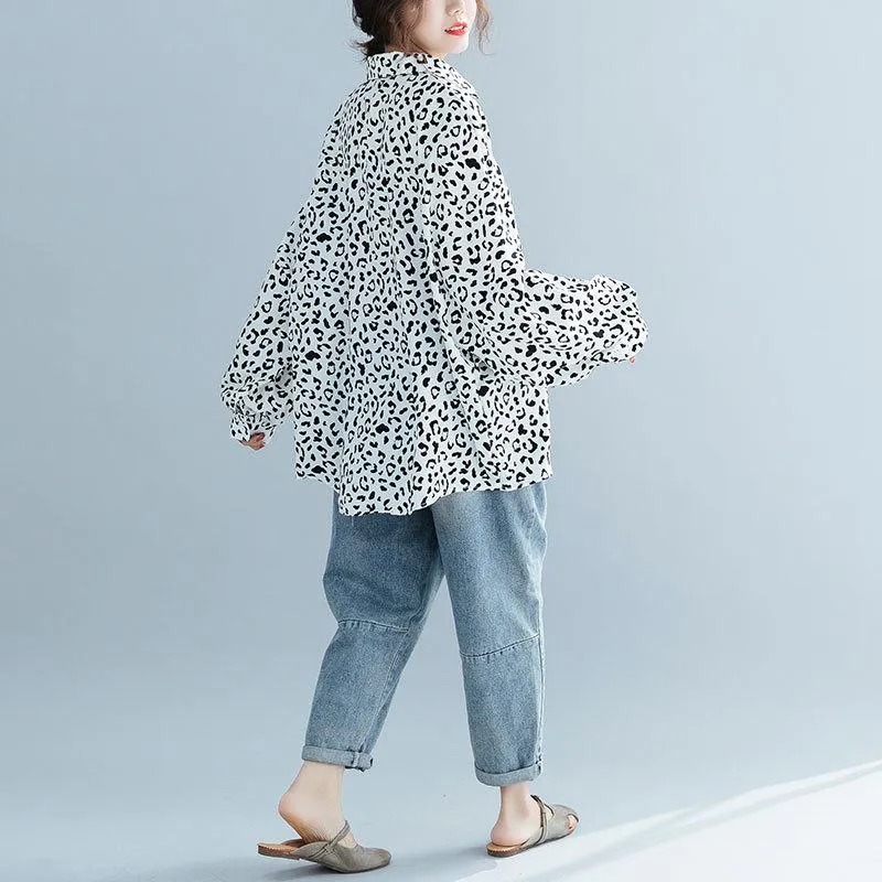 Black and White Leopard Print Blouse