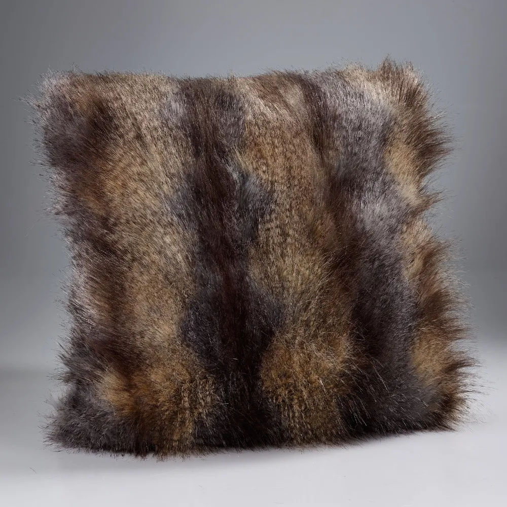 Blue Wolf Faux Fur Cushion - Size Choice