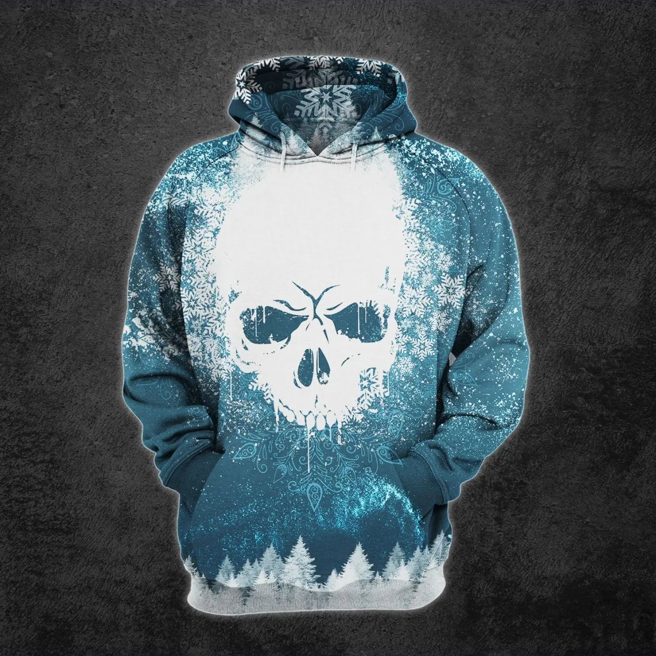 Christmas Frozen Snow Skull Artwork Print Combo Hoodie And Leggings