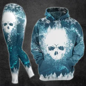 Christmas Frozen Snow Skull Artwork Print Combo Hoodie And Leggings