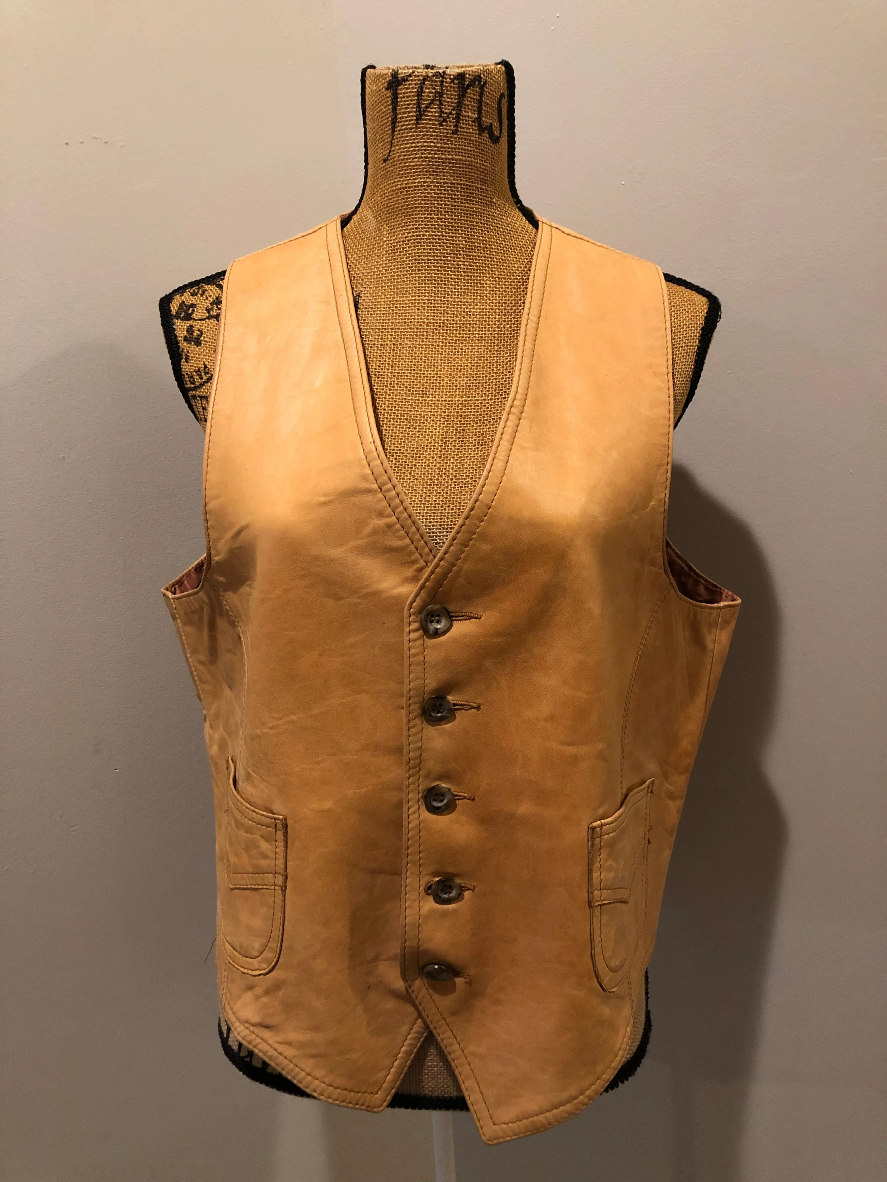 Cordovan Tan Leather Vest, SOLD