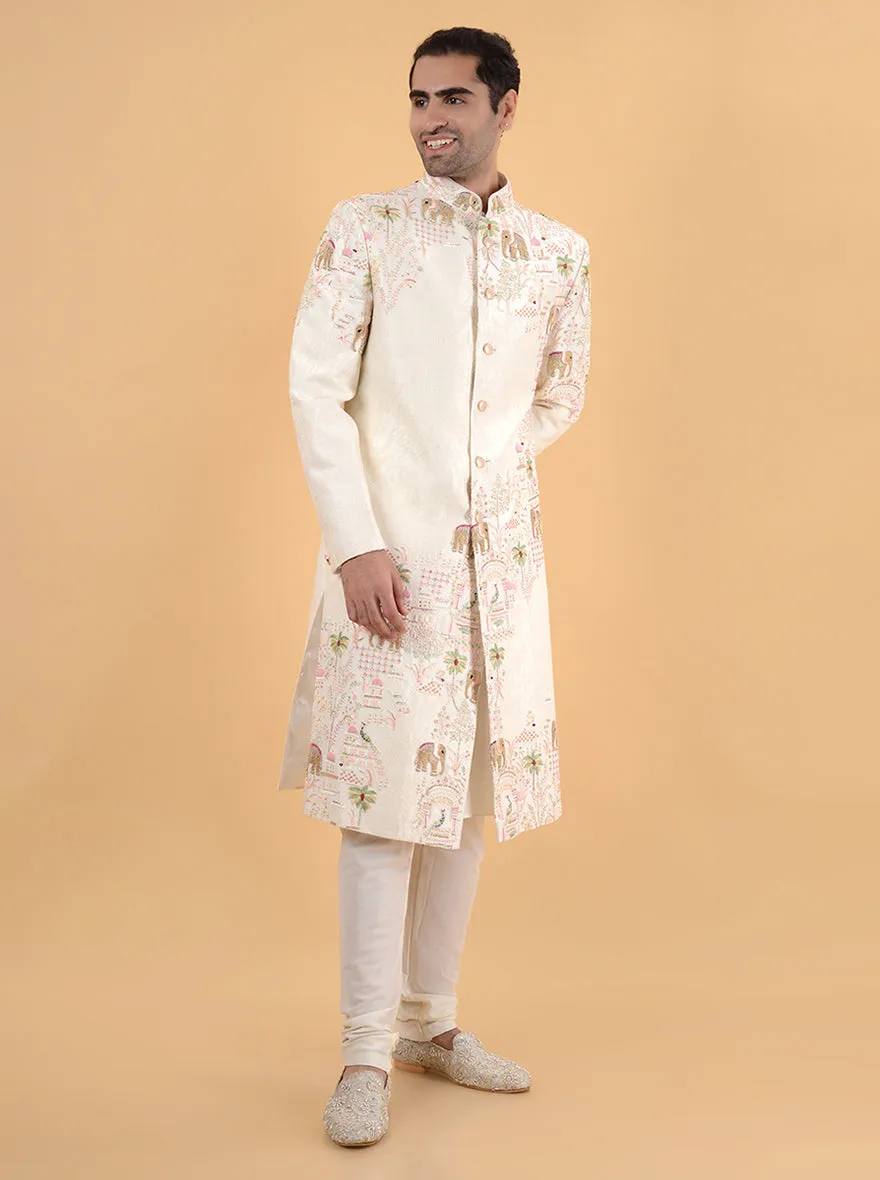 Cream Multi  Sherwani | TULA