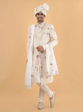 Cream Multi  Sherwani | TULA