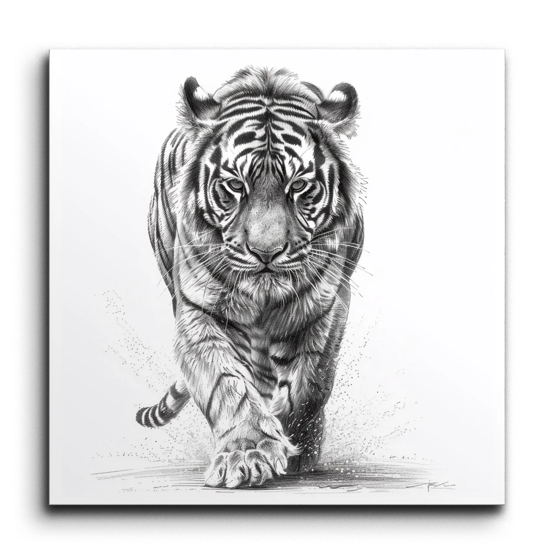 Dynamic Tiger in Motion: Monochromatic Masterpiece
