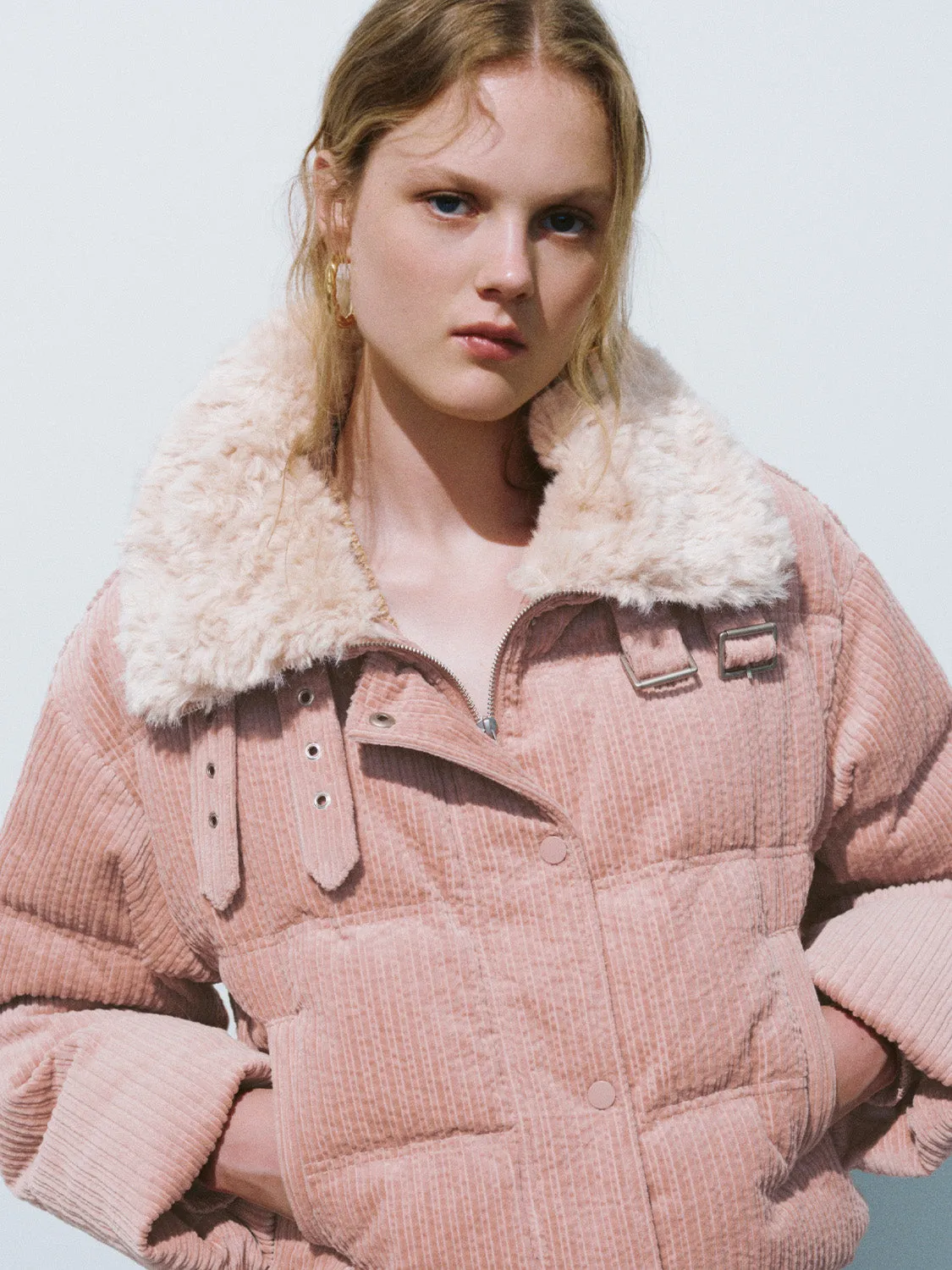 Faux Fur Collar Down Outerwear