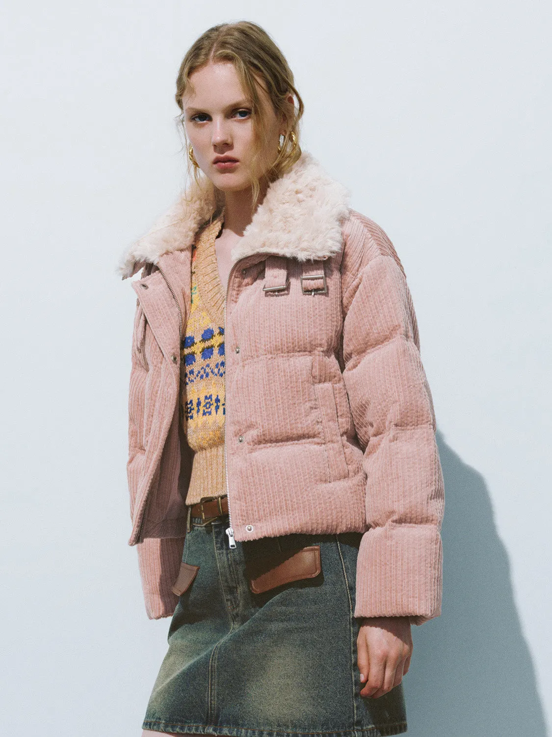 Faux Fur Collar Down Outerwear