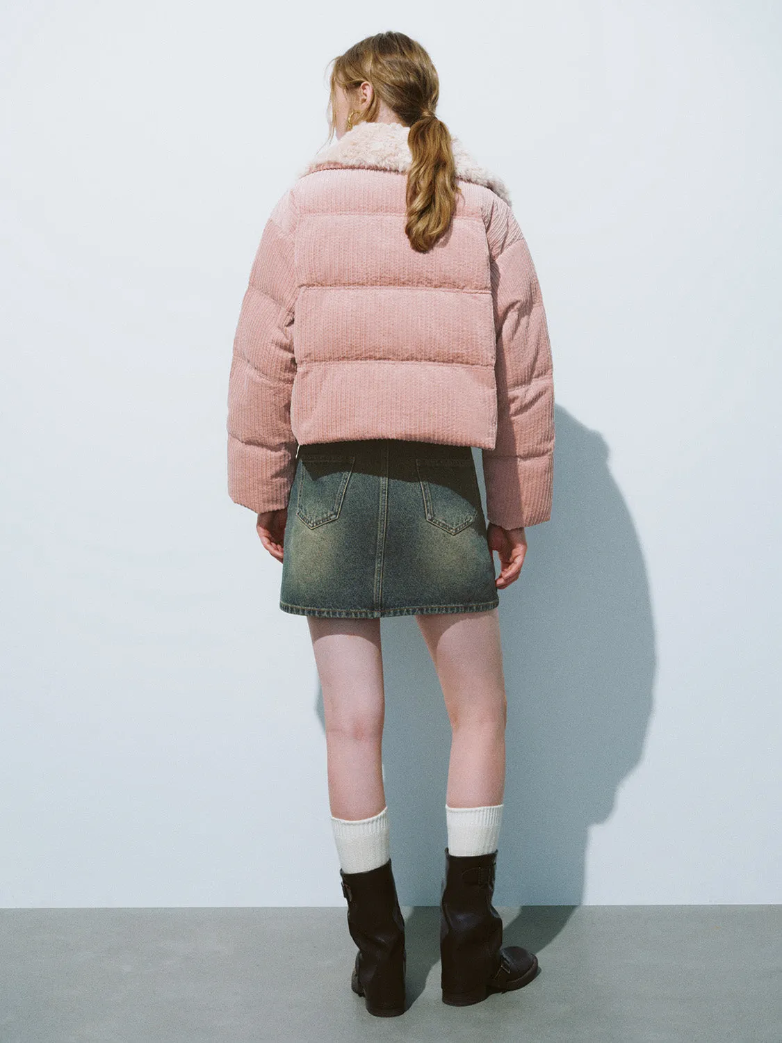Faux Fur Collar Down Outerwear
