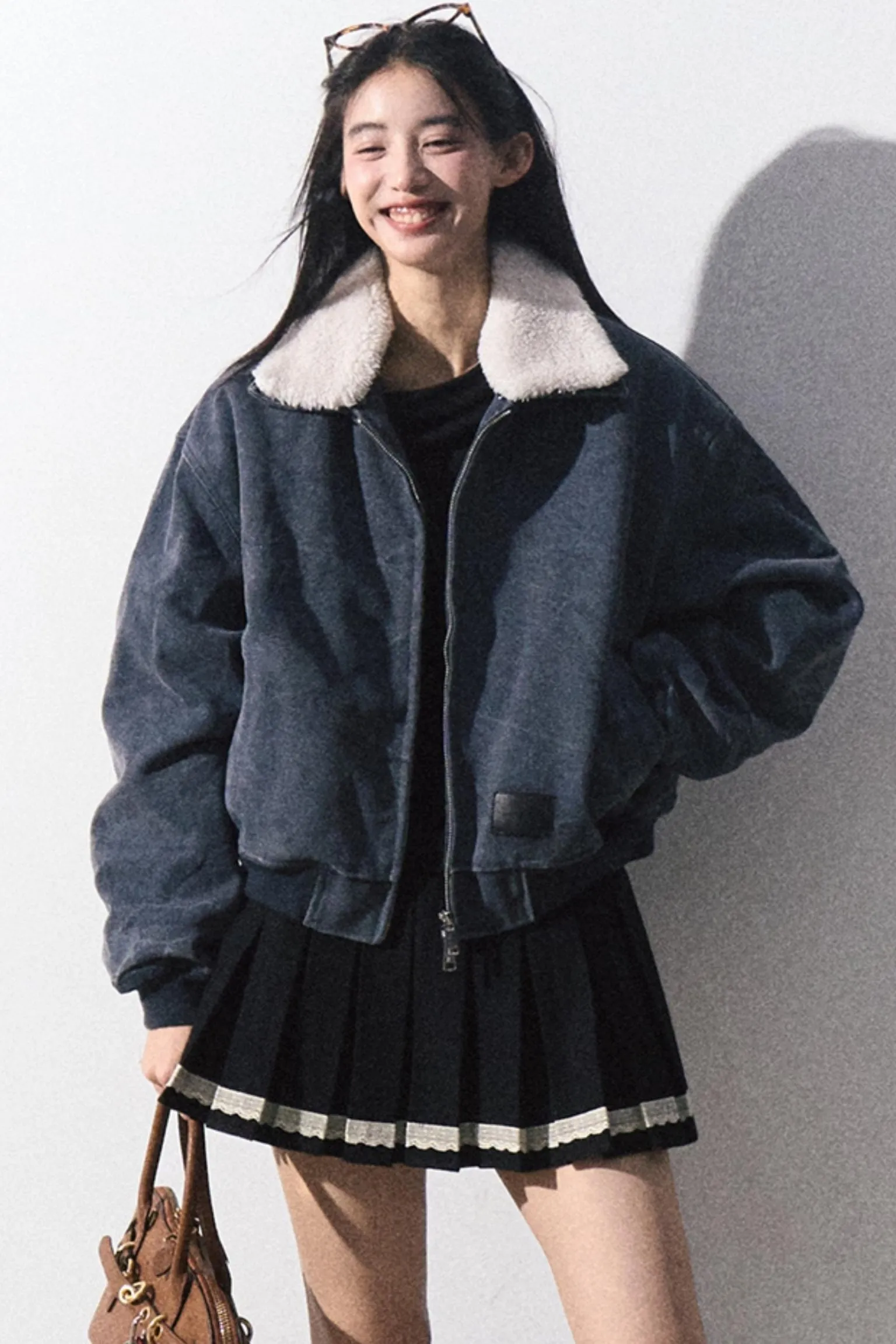 Fur Collar Short Cargo Jacket
