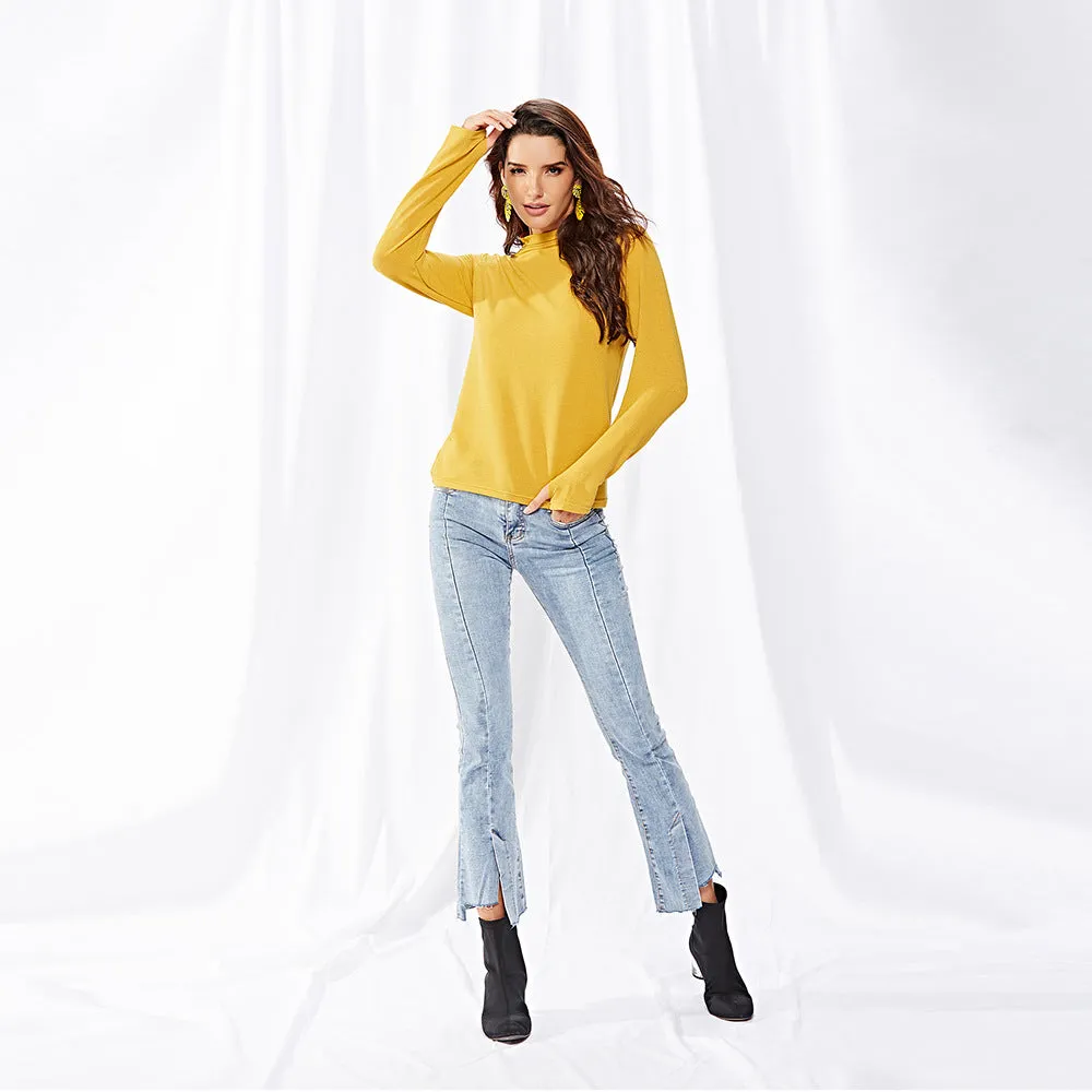 High-necked Slim-fit Knitted Top