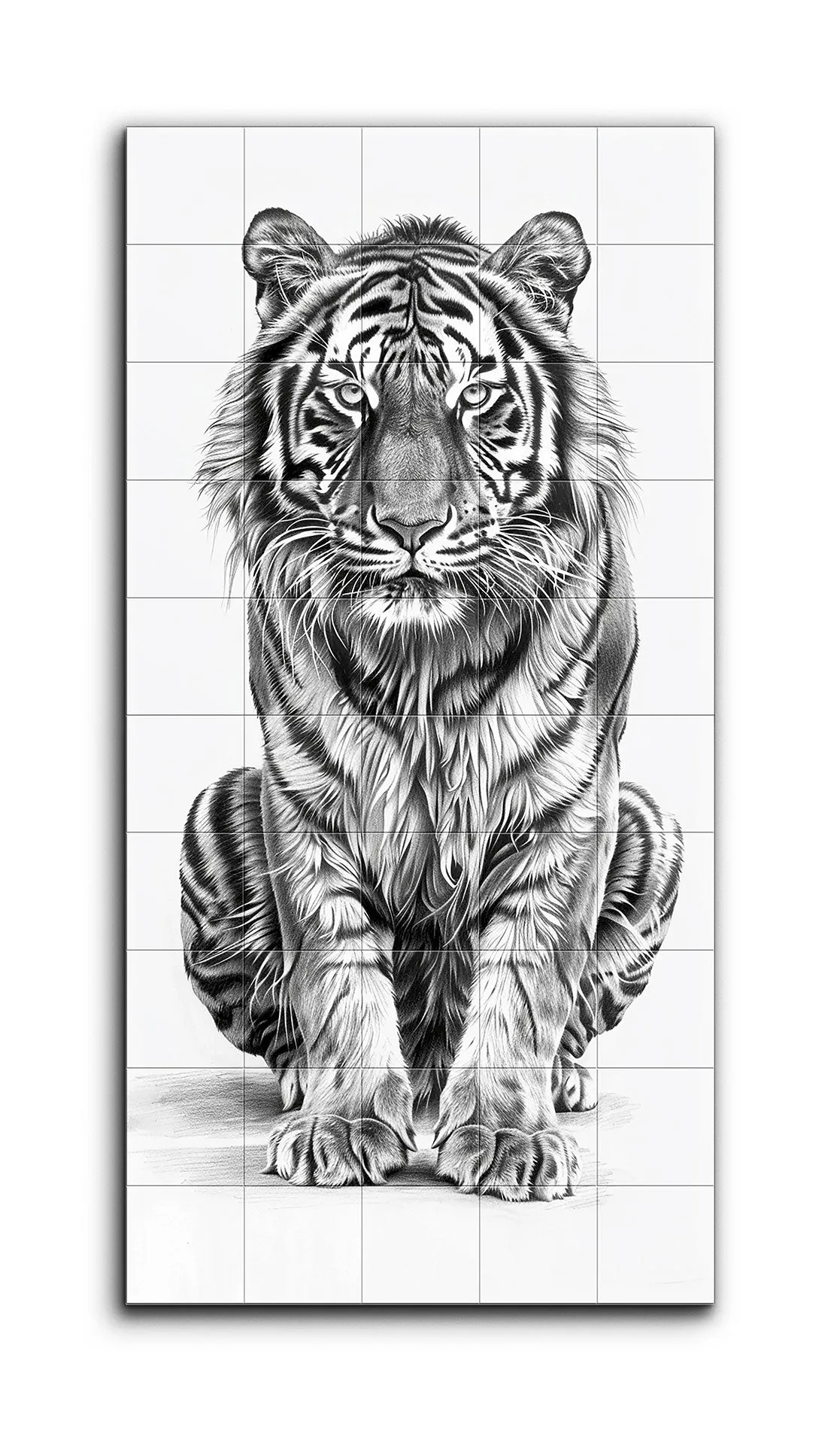 Hyper-Realistic Black & White Tiger Illustration