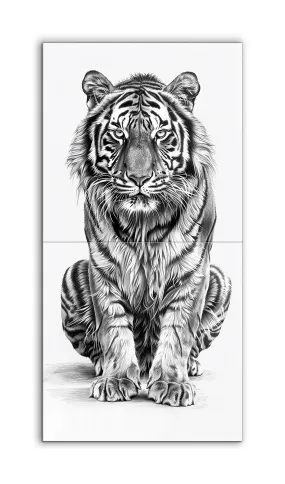 Hyper-Realistic Black & White Tiger Illustration
