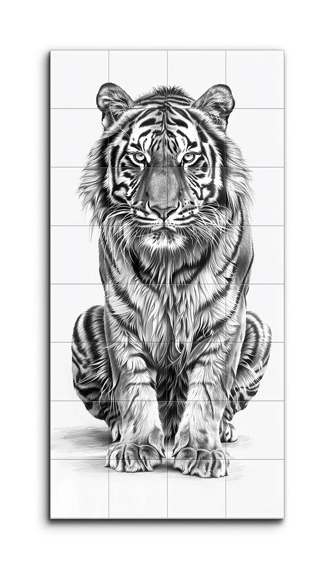 Hyper-Realistic Black & White Tiger Illustration