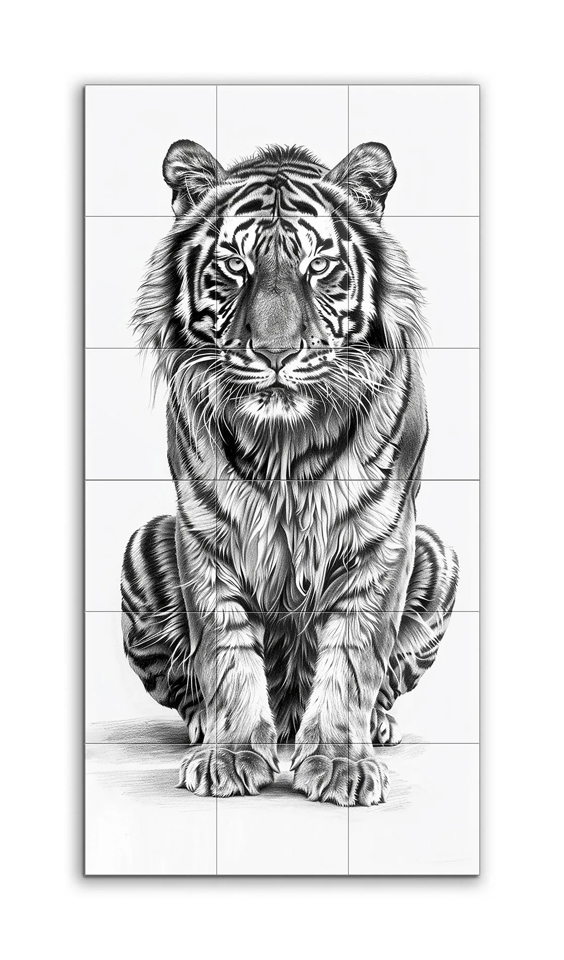 Hyper-Realistic Black & White Tiger Illustration