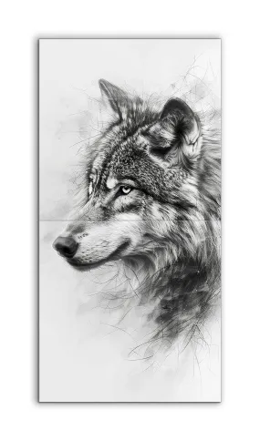 Intense Gaze: Realistic Wolf Head Illustration