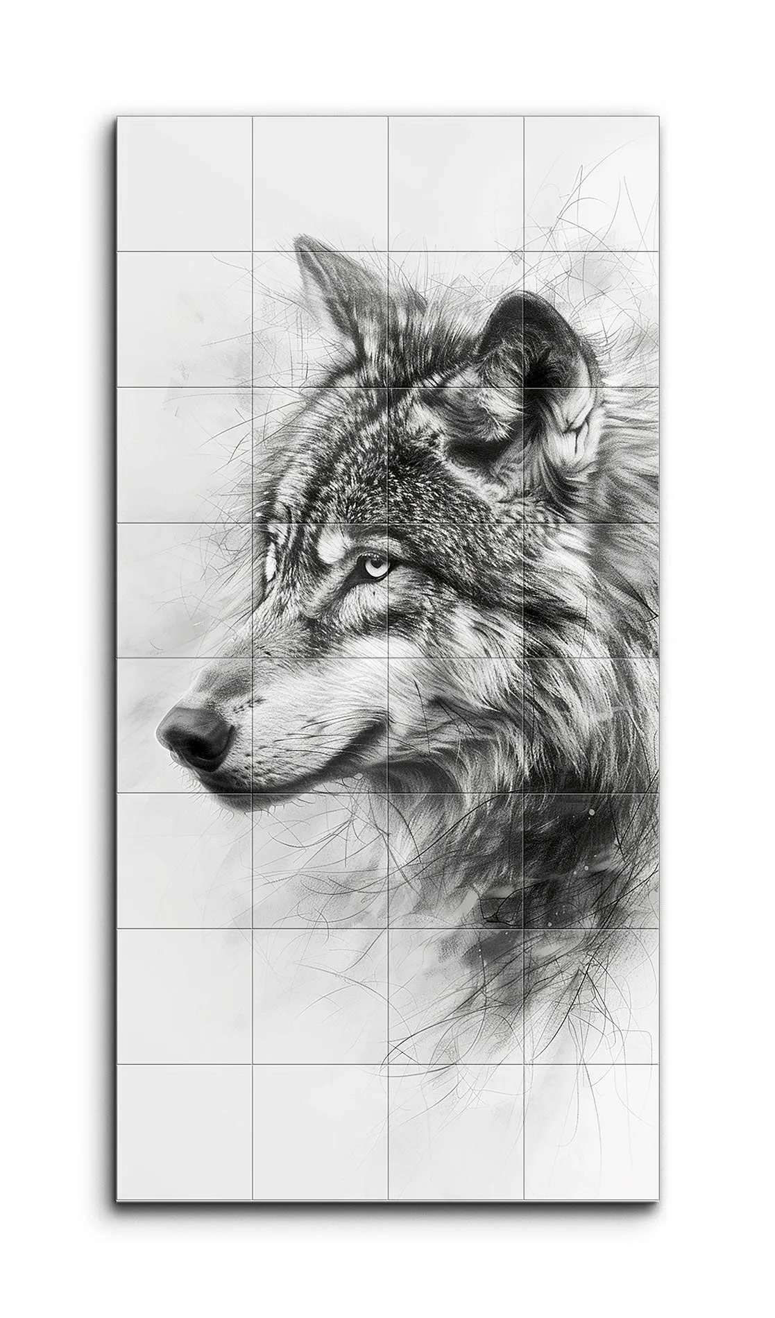 Intense Gaze: Realistic Wolf Head Illustration