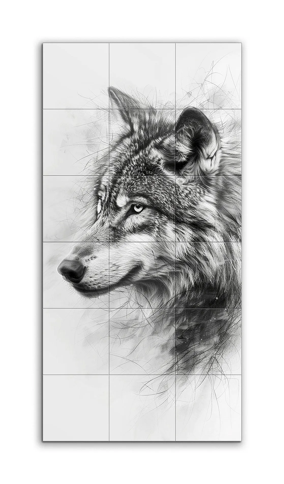 Intense Gaze: Realistic Wolf Head Illustration