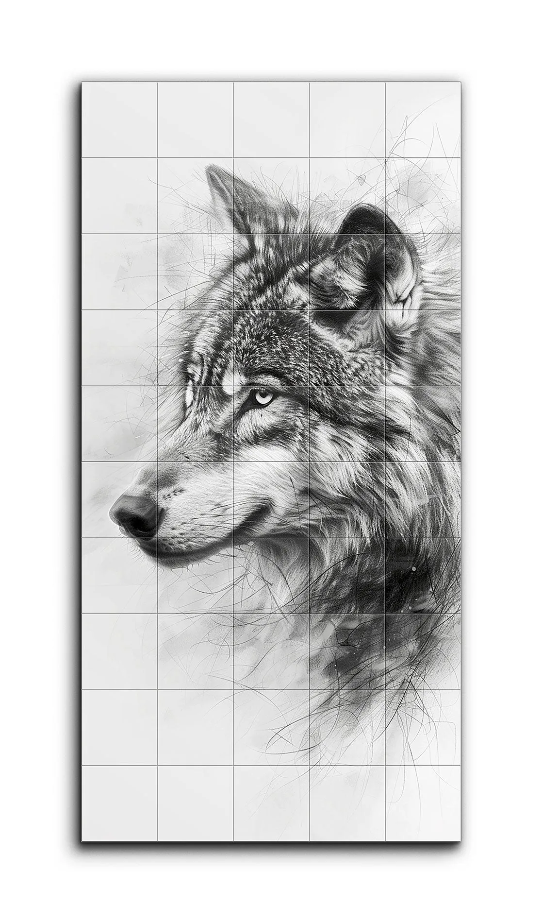 Intense Gaze: Realistic Wolf Head Illustration