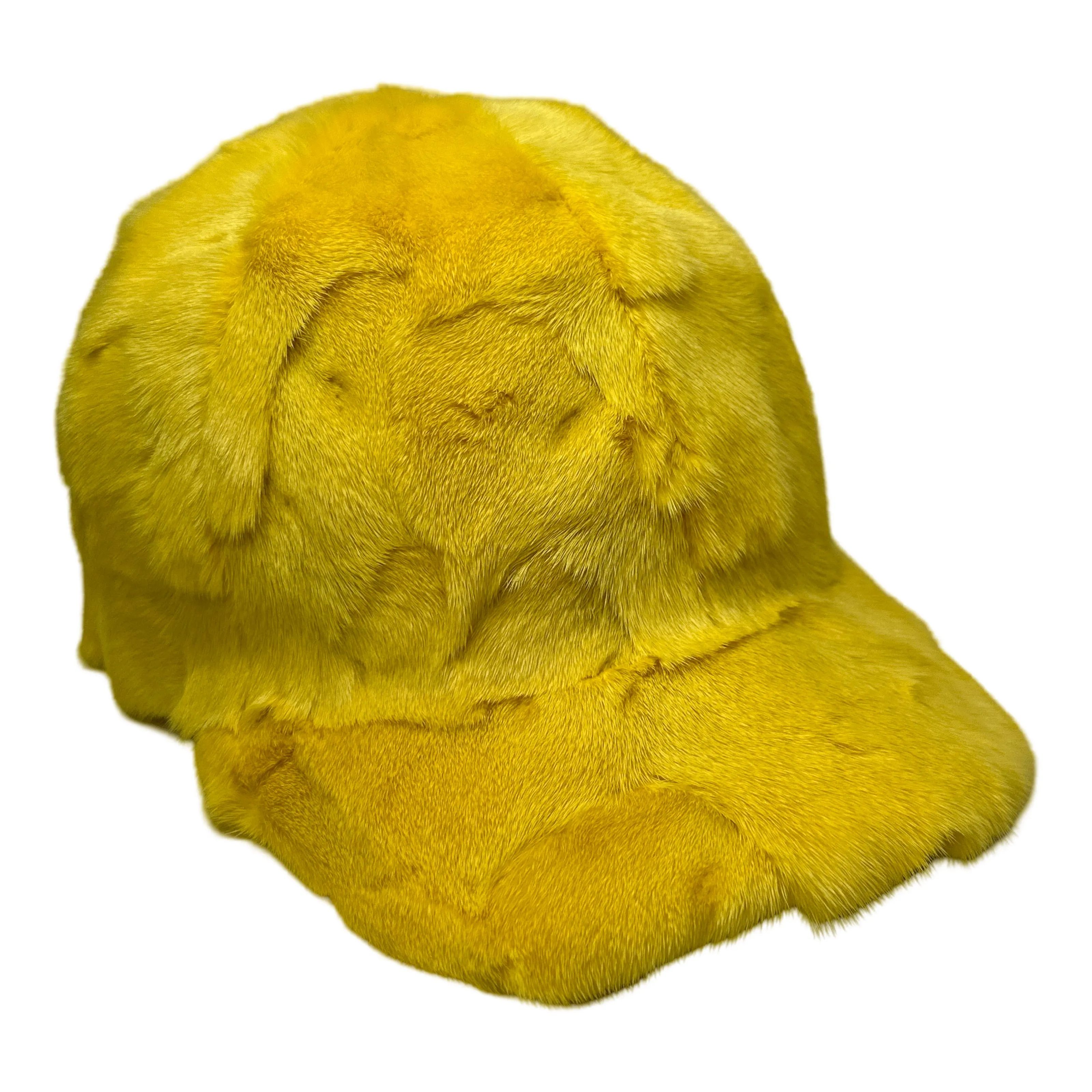 Kashani Yellow Diamond Cut Mink Baseball Hat