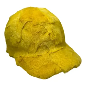 Kashani Yellow Diamond Cut Mink Baseball Hat