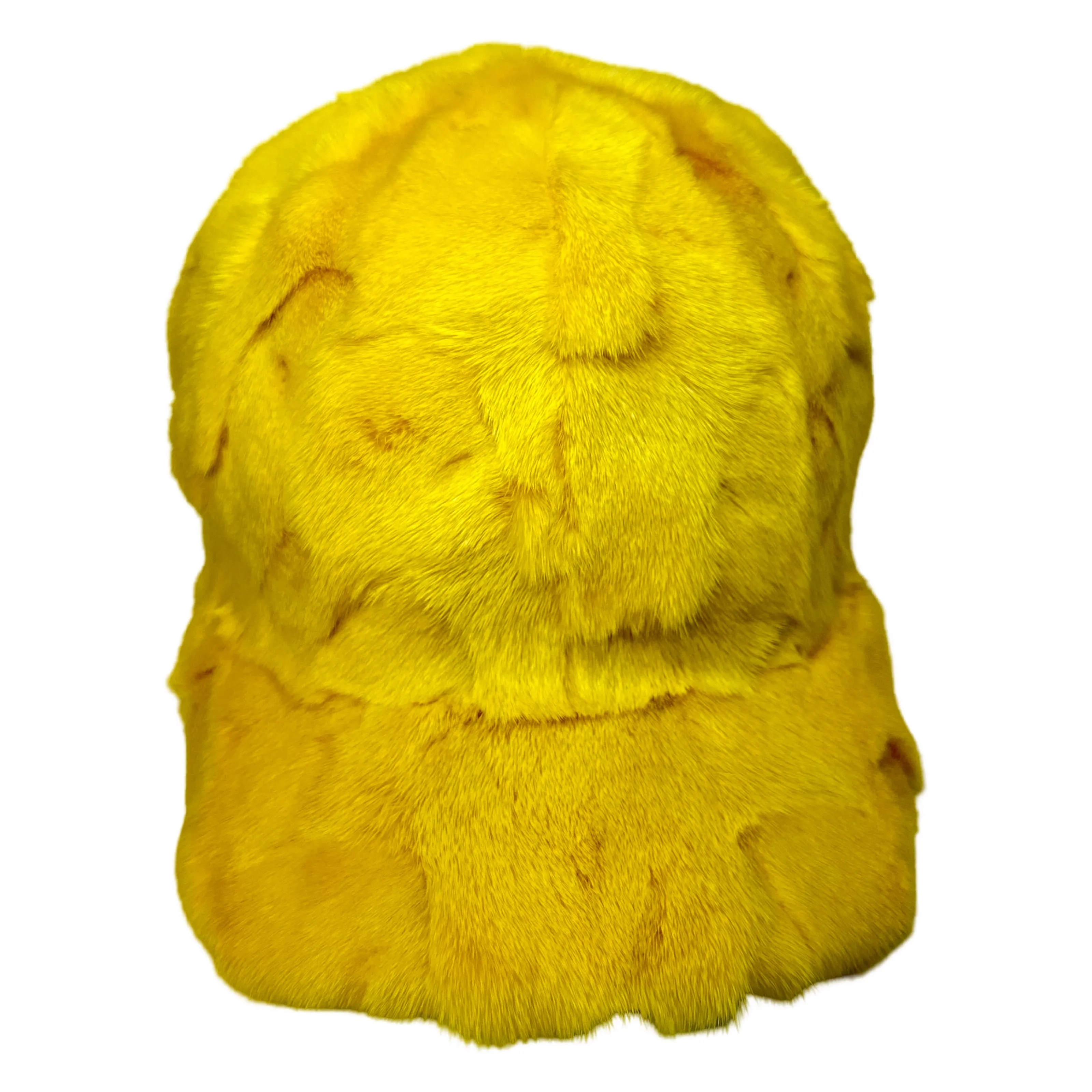 Kashani Yellow Diamond Cut Mink Baseball Hat