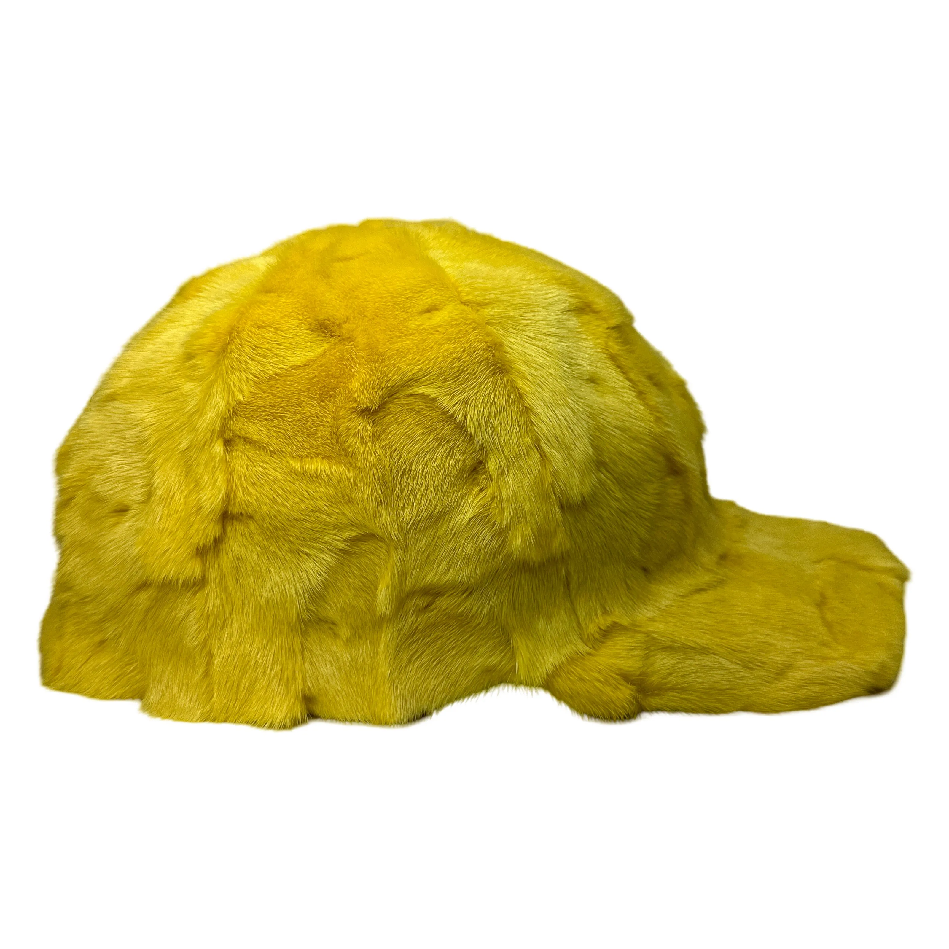 Kashani Yellow Diamond Cut Mink Baseball Hat