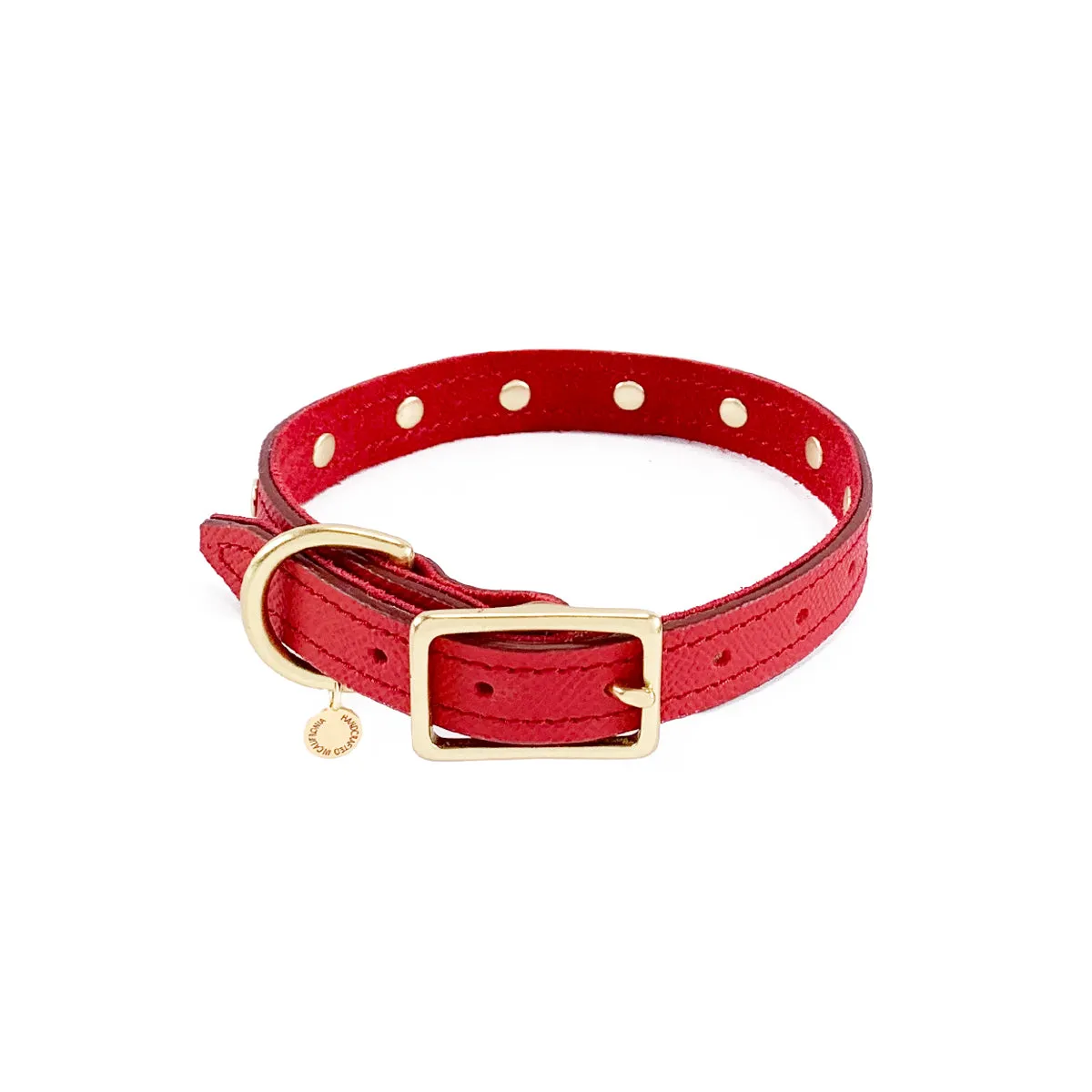 Lambert Classic Studded Leather Dog Collar Cayenne