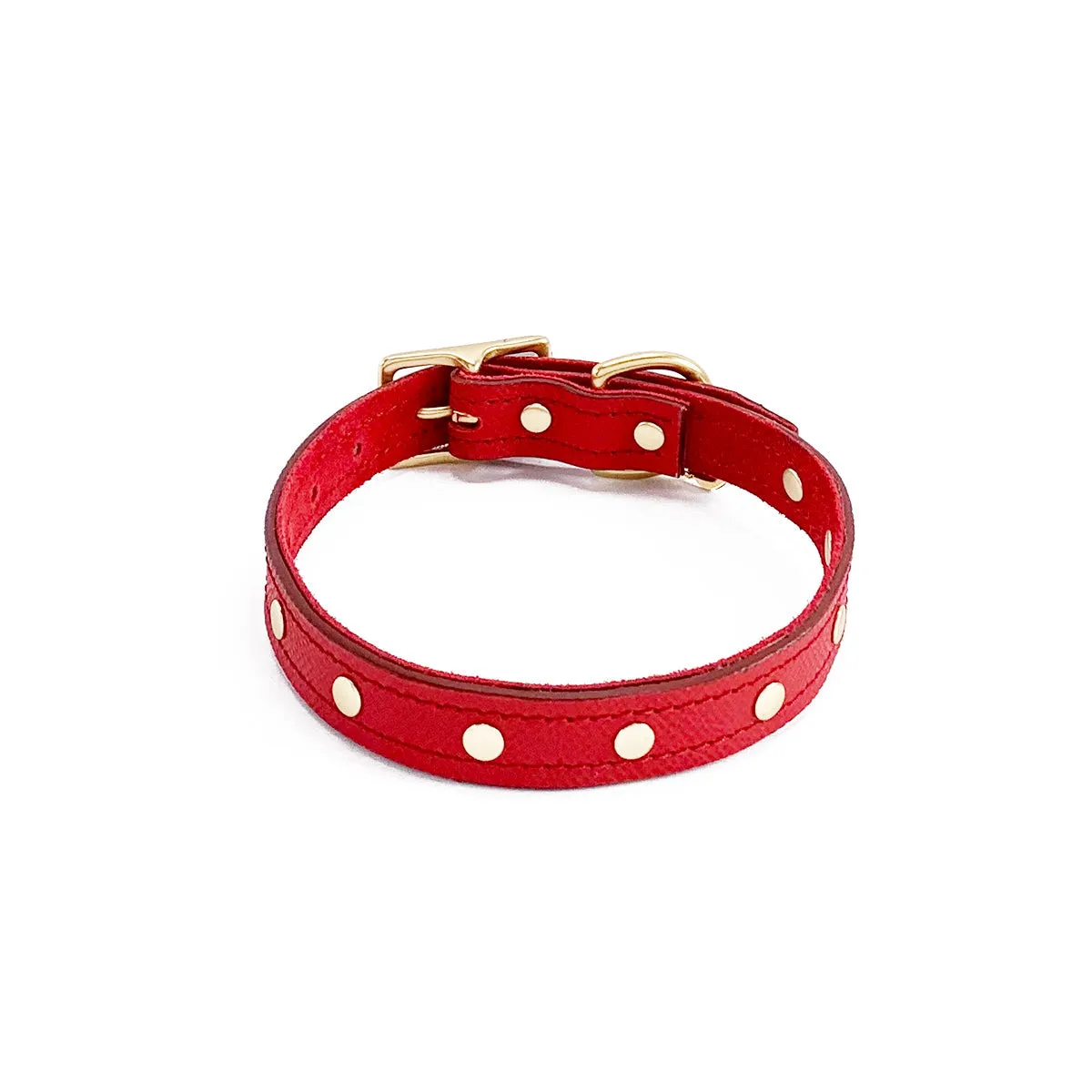 Lambert Classic Studded Leather Dog Collar Cayenne