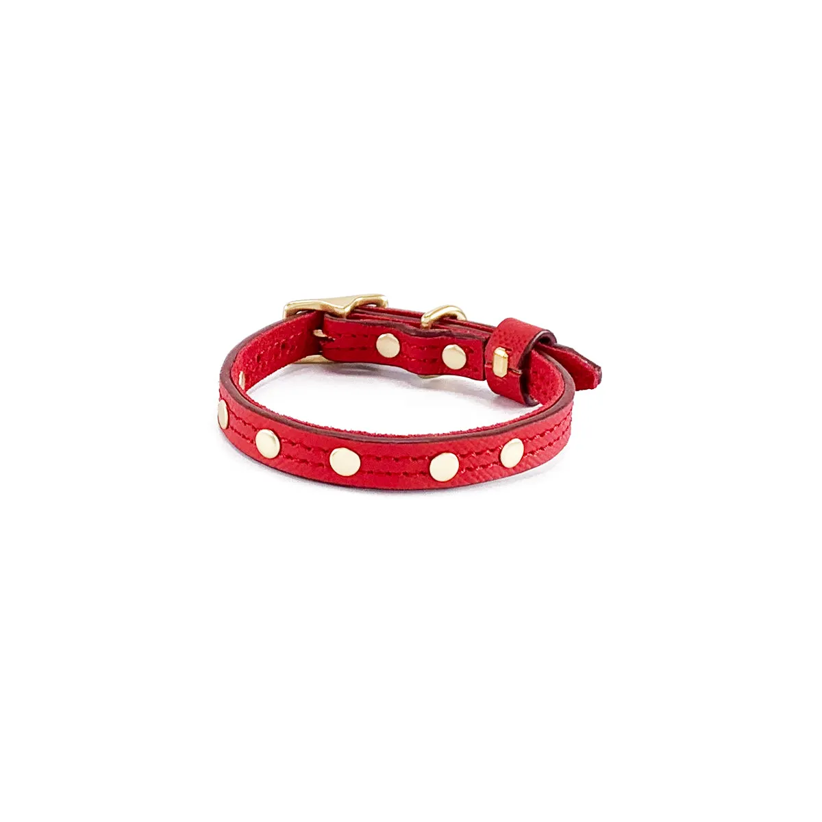 Lambert Classic Studded Leather Dog Collar Cayenne