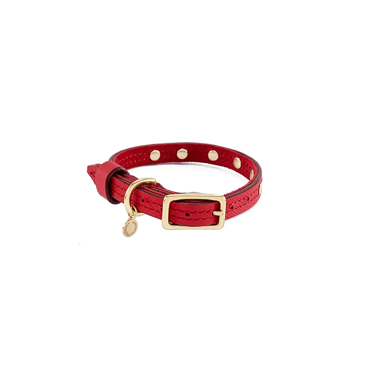Lambert Classic Studded Leather Dog Collar Cayenne