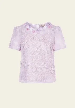 Lilac Round Neck Lace Top