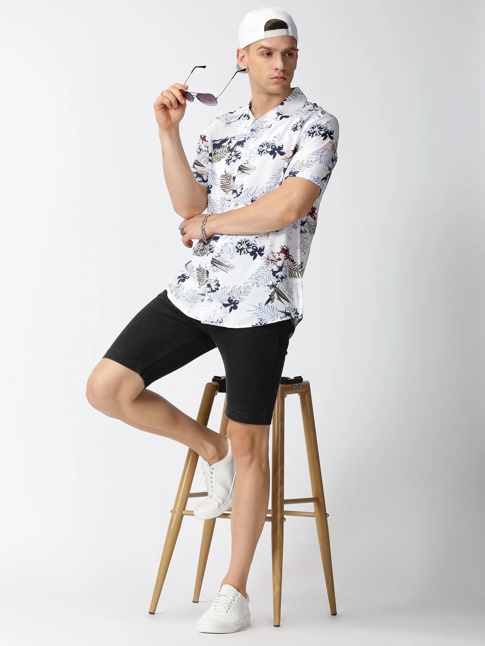 MEN'S BROWN PRINT SLIM FIT SHIRT