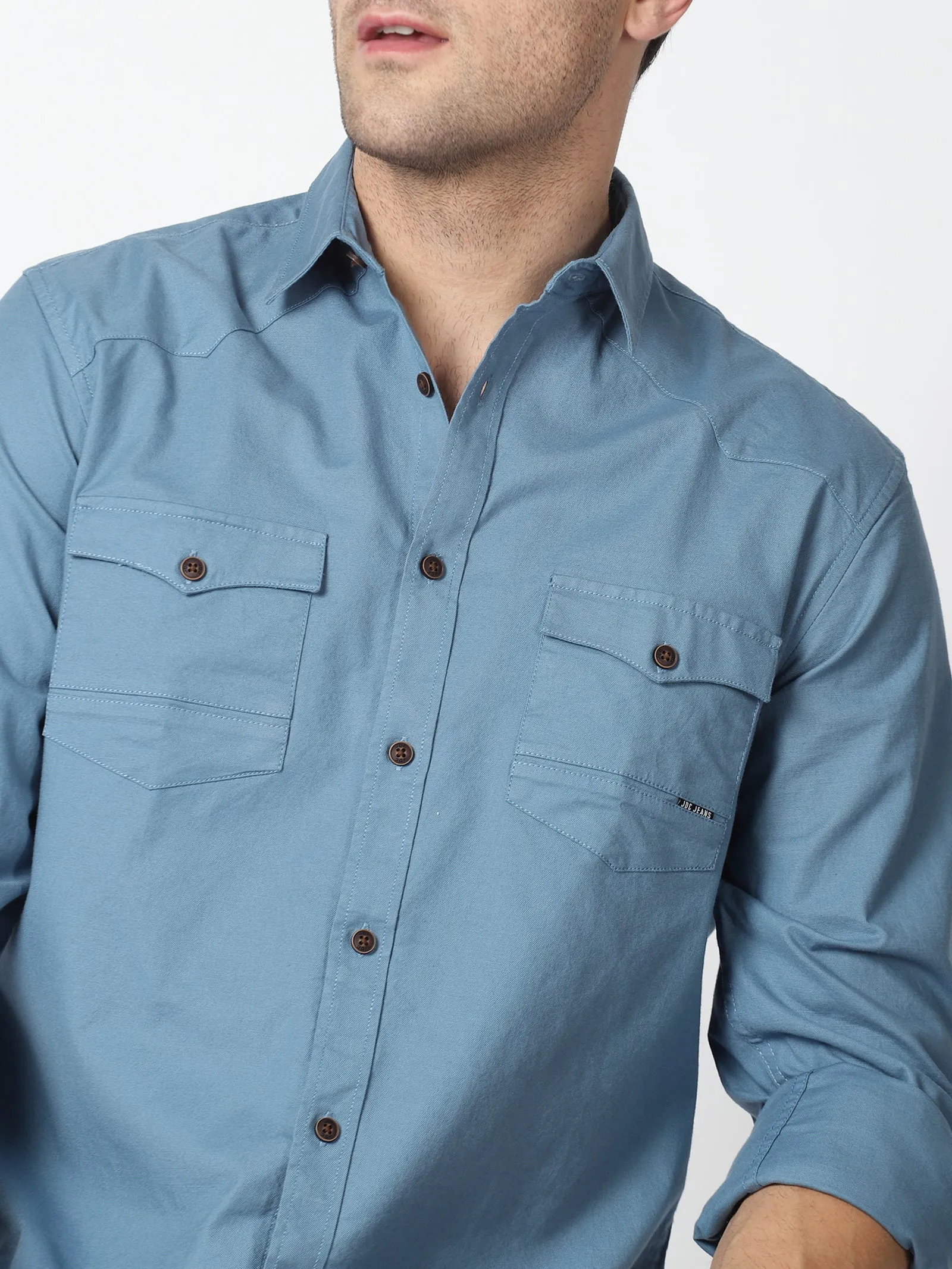 MEN'S DK BLUE SOLID SLIM FIT SHIRT