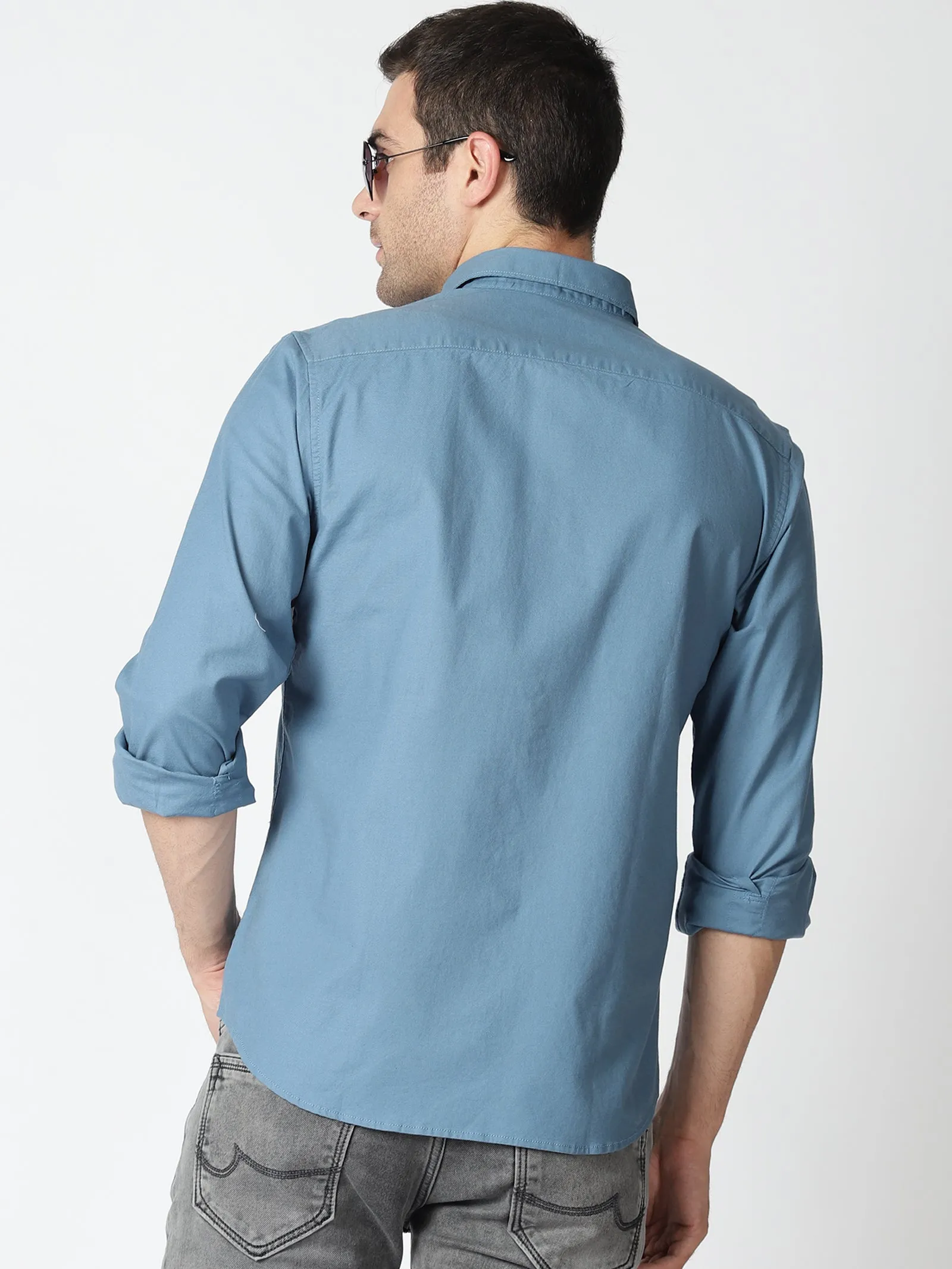 MEN'S DK BLUE SOLID SLIM FIT SHIRT