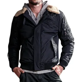 Mens Thicken Fur Collar Tab Padded Jackets