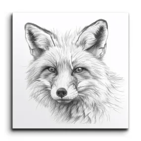 Mesmerizing Fox Face: Monochrome Art Masterpiece