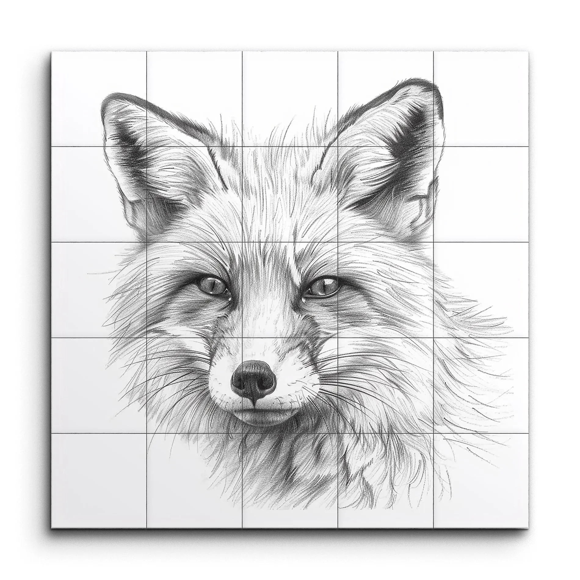 Mesmerizing Fox Face: Monochrome Art Masterpiece