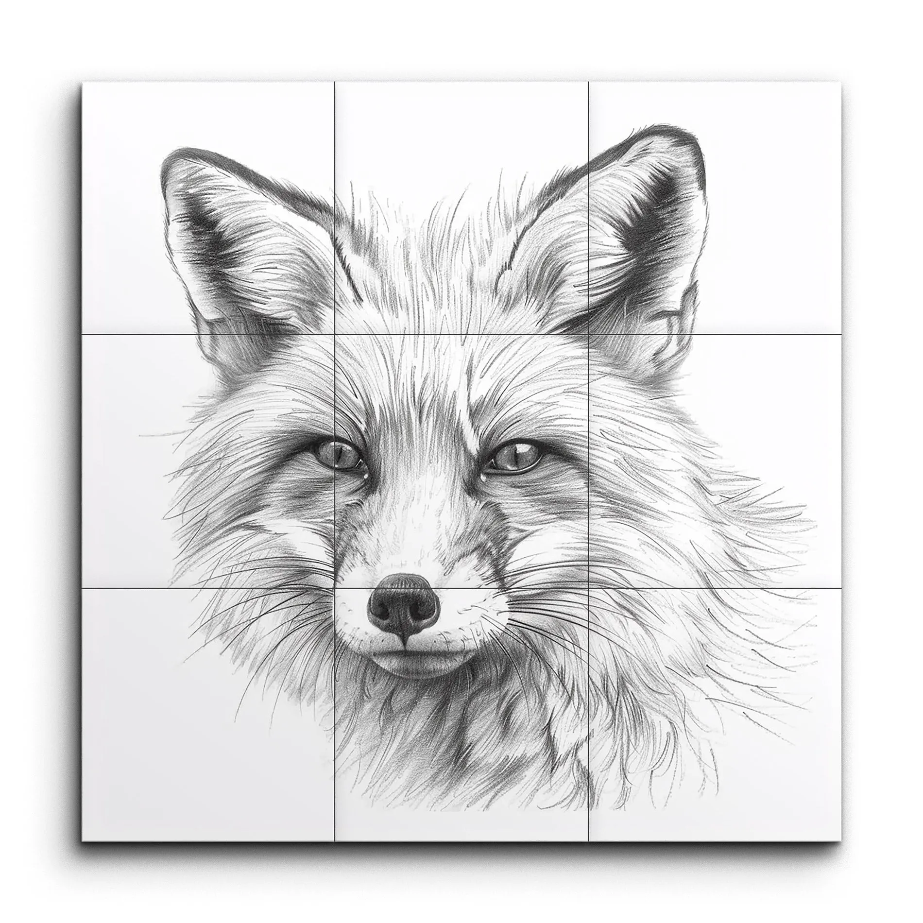 Mesmerizing Fox Face: Monochrome Art Masterpiece