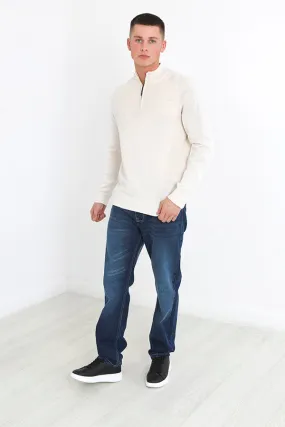 MID BLUE WASH LOOSE FIT FULL LENGTH DENIM JEANS