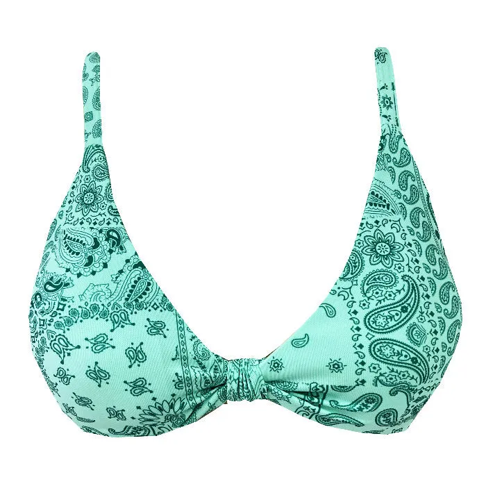 Mint Green Bali Brazilian Fixed Knot Triangle Bikini Top