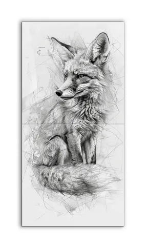Monochrome Fox: Dynamic Elegance in Fine Lines