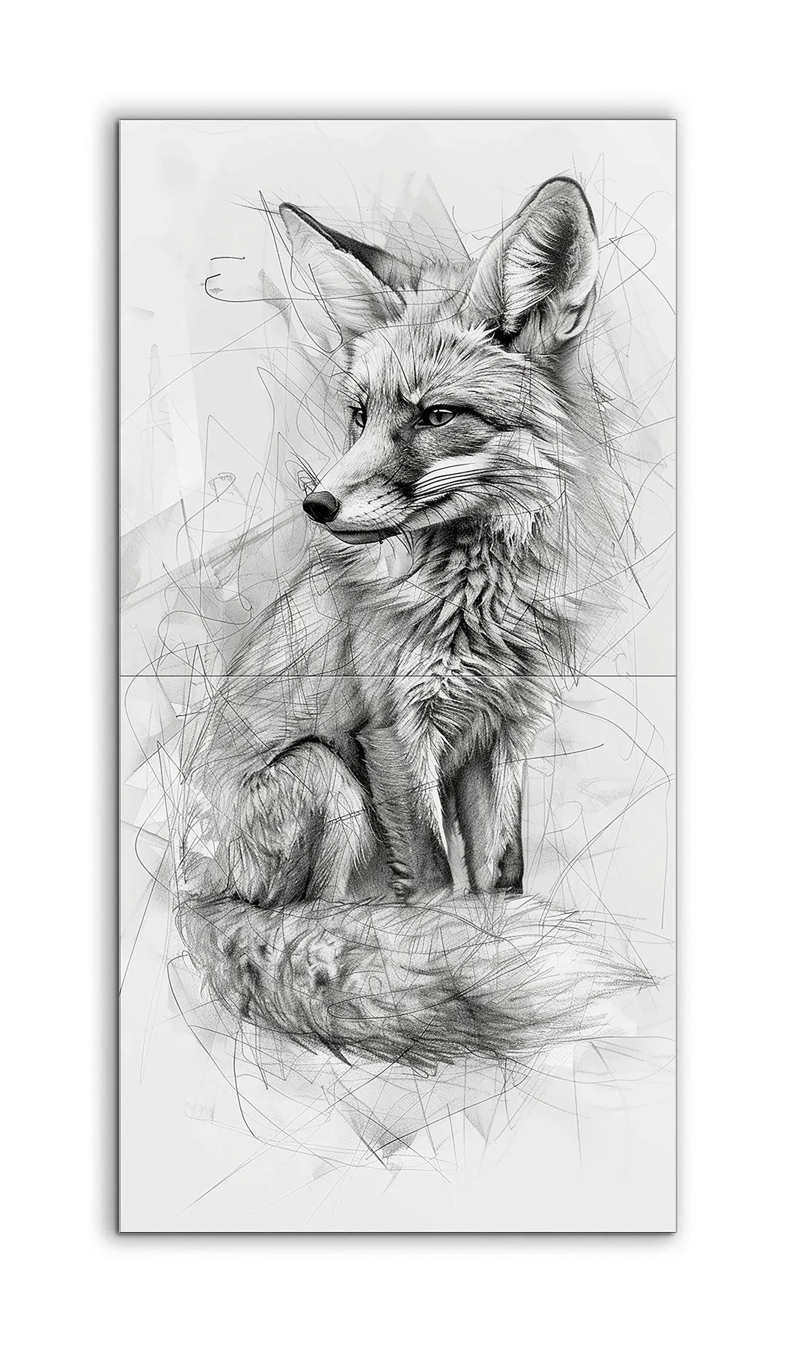Monochrome Fox: Dynamic Elegance in Fine Lines
