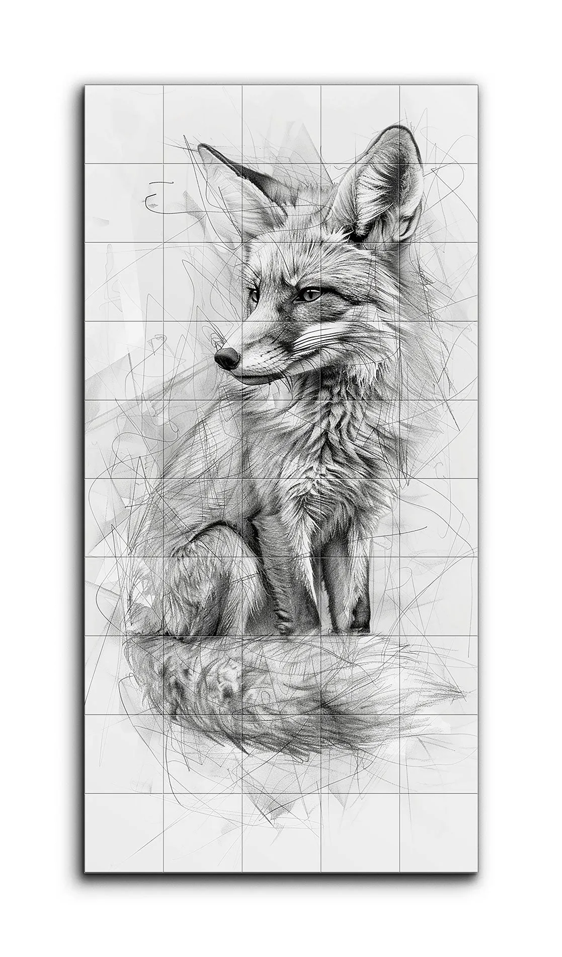 Monochrome Fox: Dynamic Elegance in Fine Lines