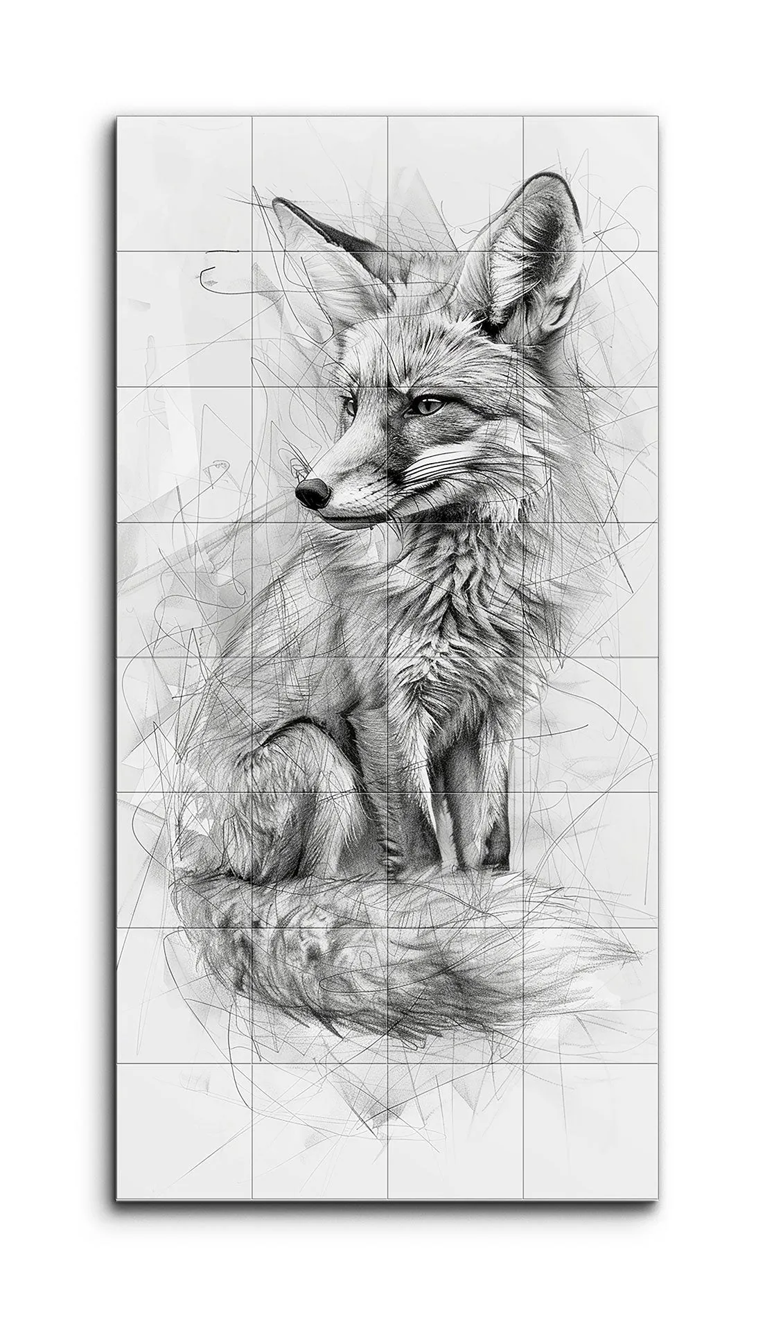 Monochrome Fox: Dynamic Elegance in Fine Lines
