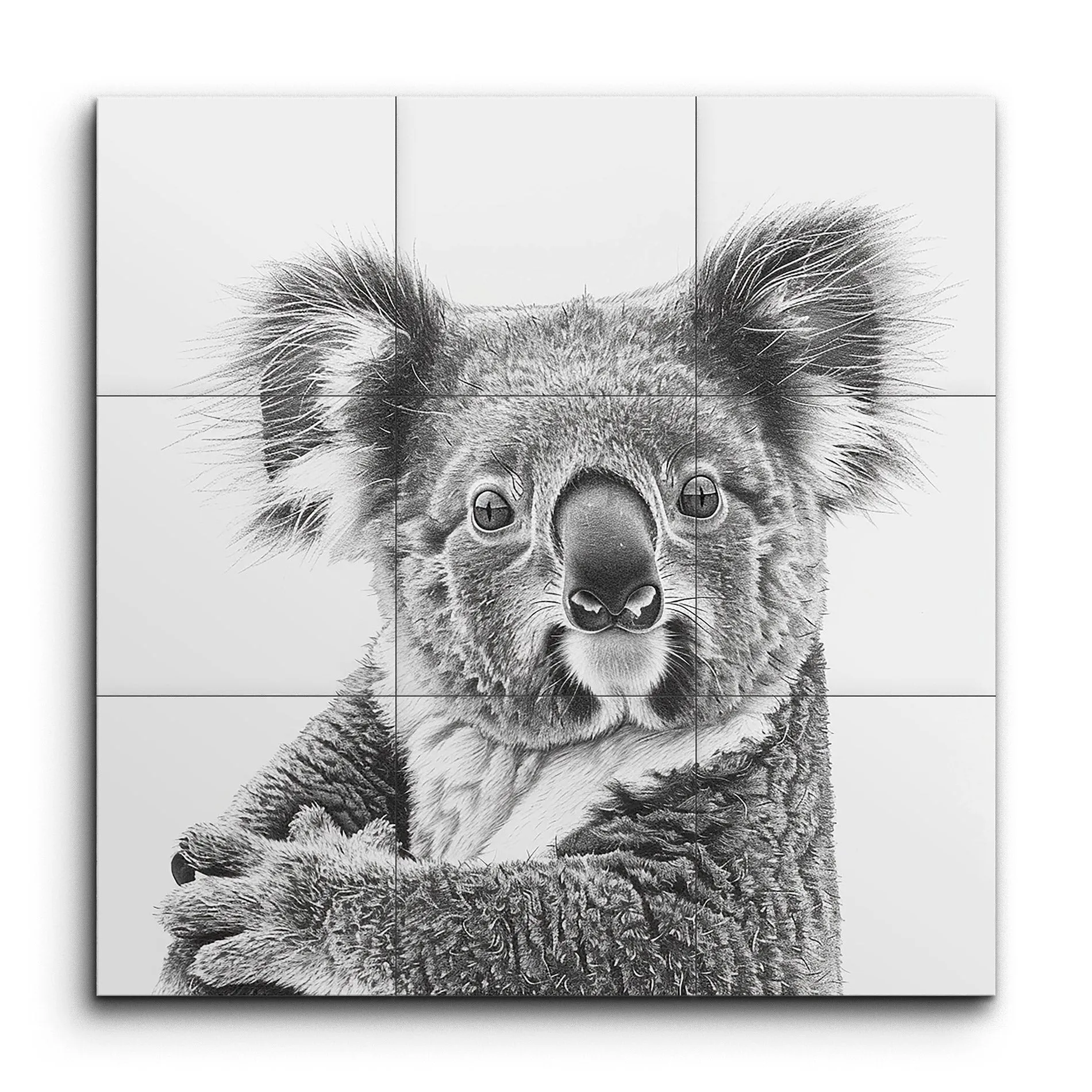 Monochrome Koala: Hyper-Realistic Art