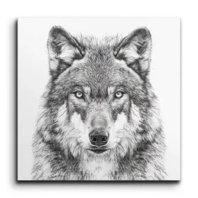 Monochrome Wolf Gaze: Hyper-Realistic Art